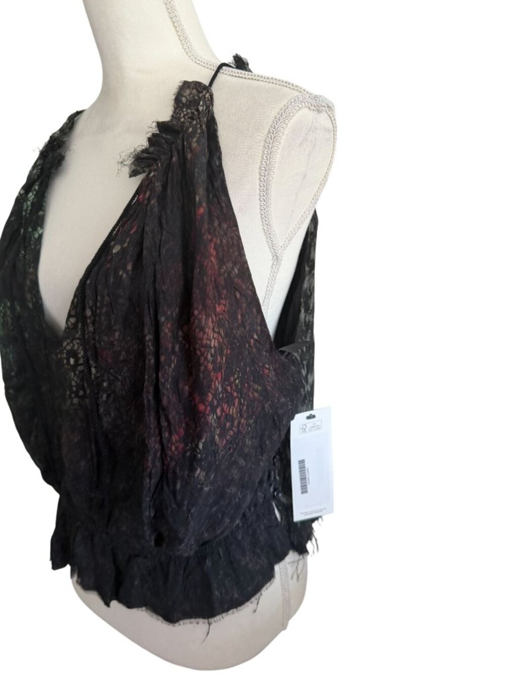 CALVIN RUCKER Black Patterned Tank Top Size Small - Picture 4 of 8